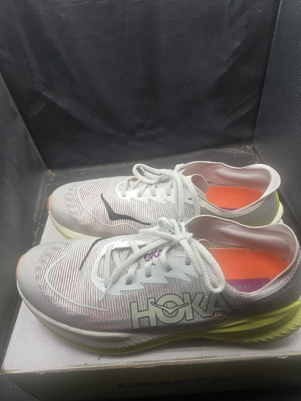 Men  Lightweight White and Orange Athletic Shoes